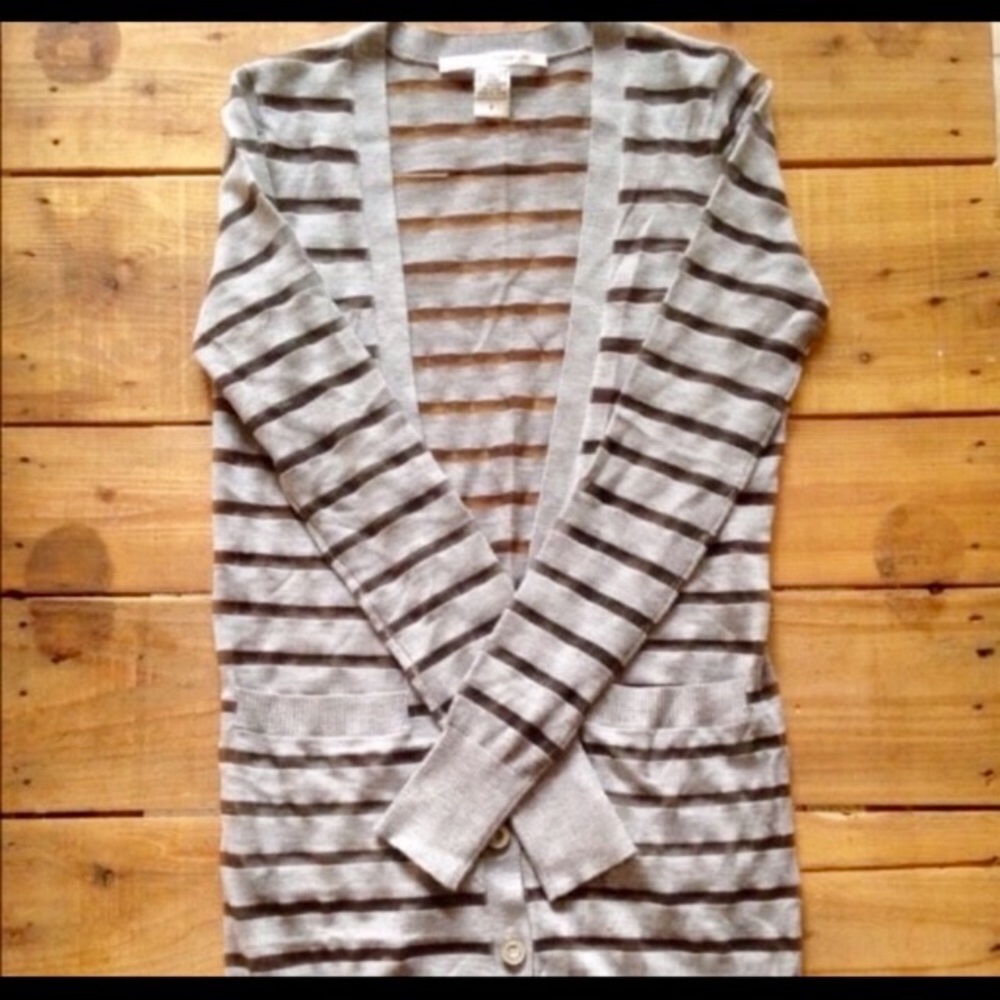 Diane Von Furstenberg Striped Gray Cardigan P